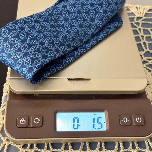 Hermes Silk Tie Navy Blue Chain Pattern 100% Silk Designer Mens Classic - Picture 7 of 7